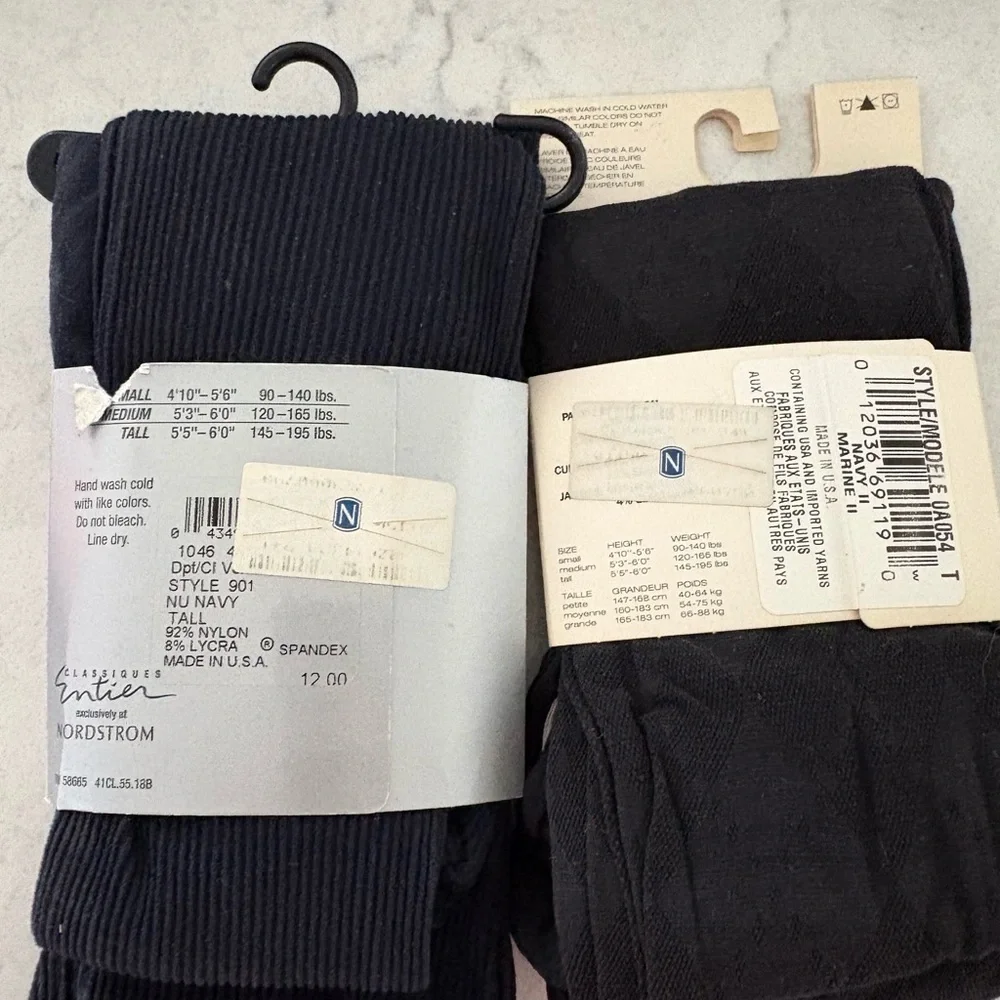 Nordstrom and DKNY black tights- the Nordstrom brand is ribbed- Pack of 2 - Picture 2 of 5